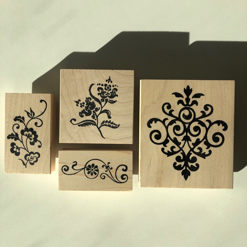 Paper Source Floral & Baroque Vintage Rubber Stamp Set